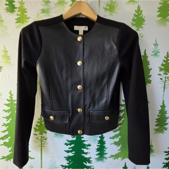 Michael Kors Black Ponte Jacket with Gold Accents - Picture 1 of 7